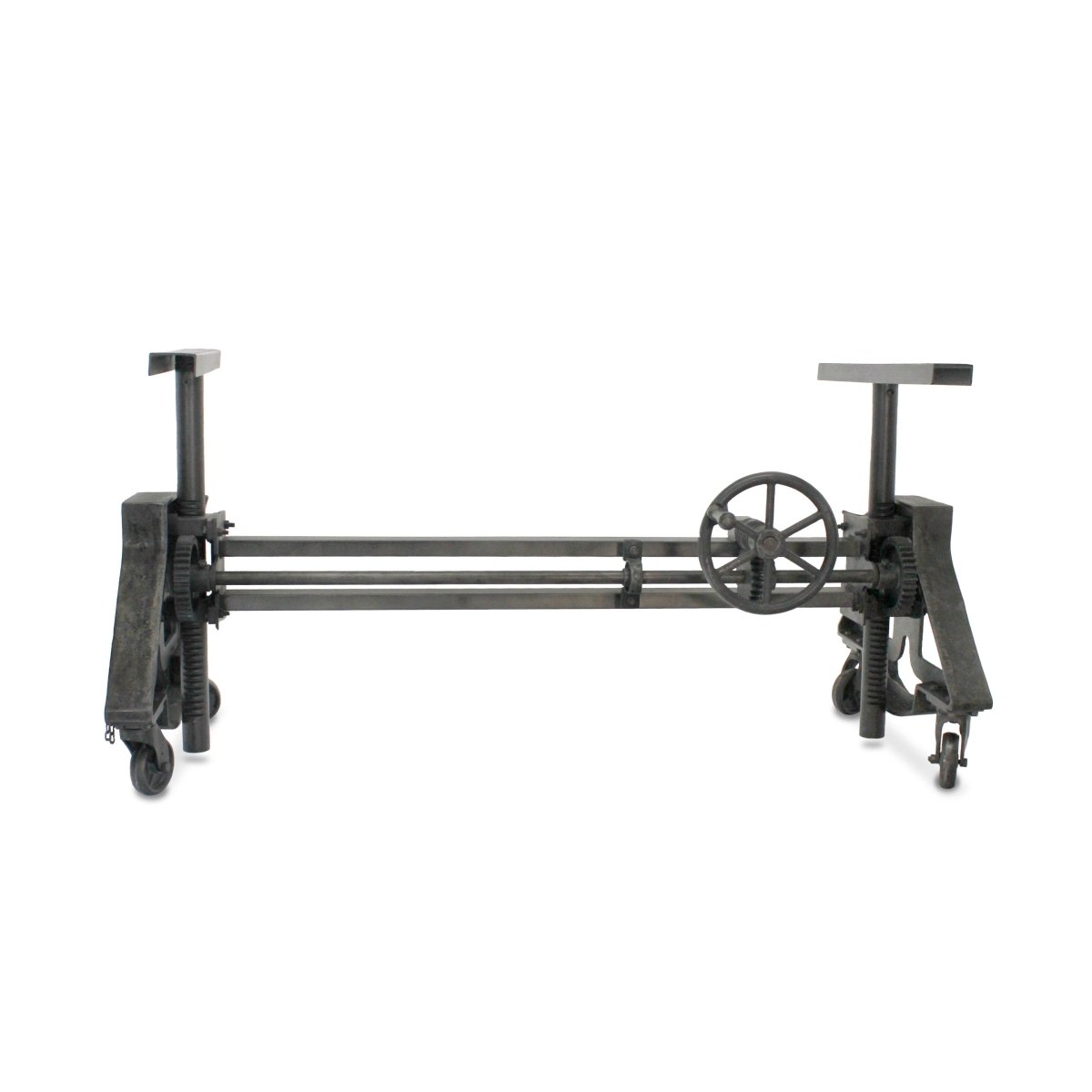 Otis Steel Dining Table Base - Adjustable Height - Iron Crank - Casters ...