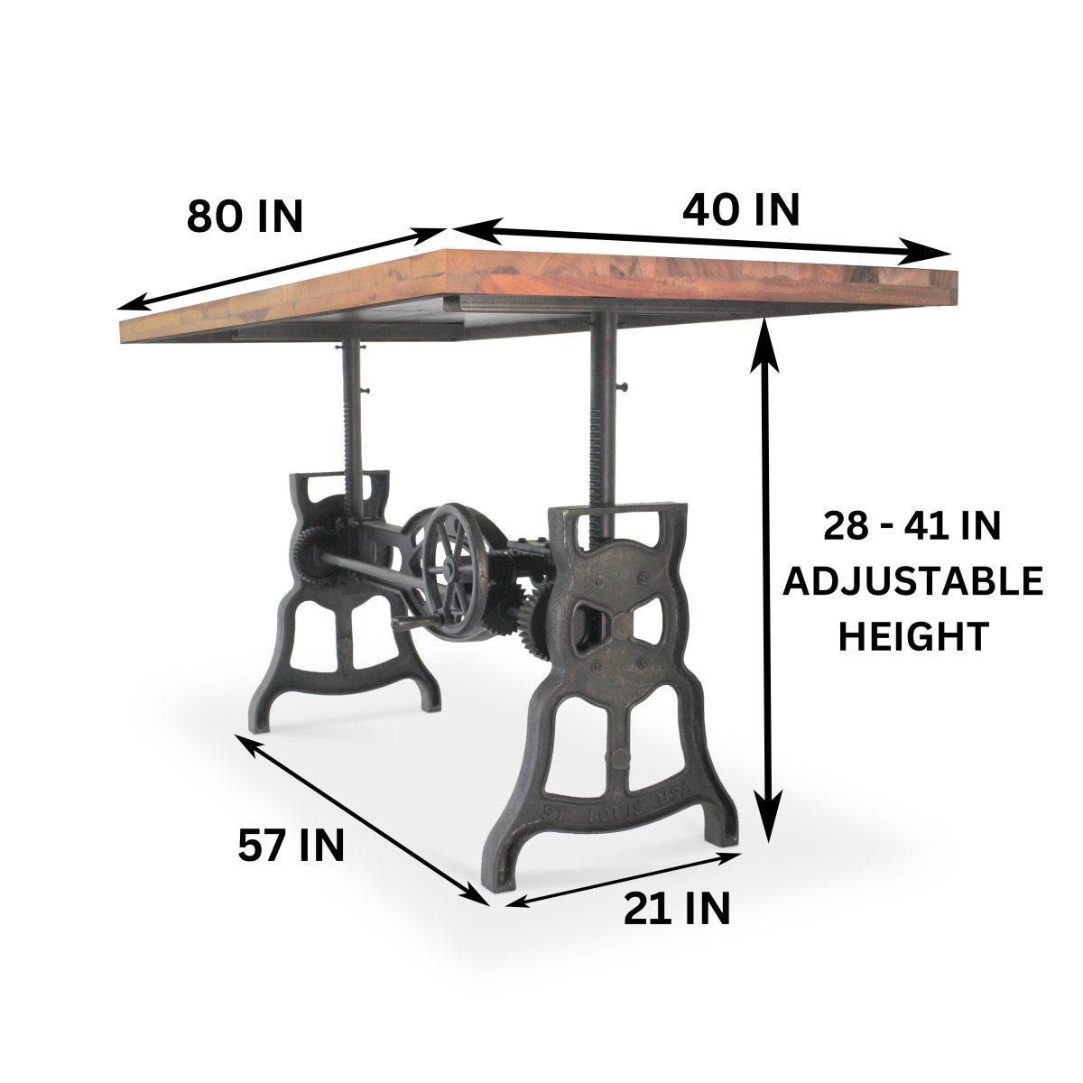 Shoemaker Dining Table - Adjustable Height Iron Base - Natural Wood Top ...