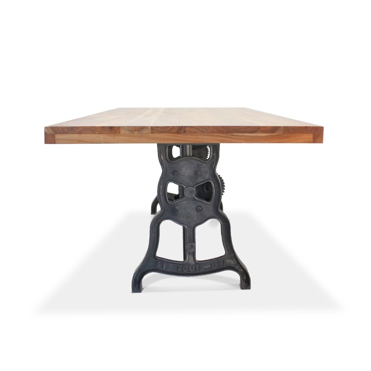 Shoemaker Dining Table - Adjustable Height Iron Base - Natural Wood Top ...