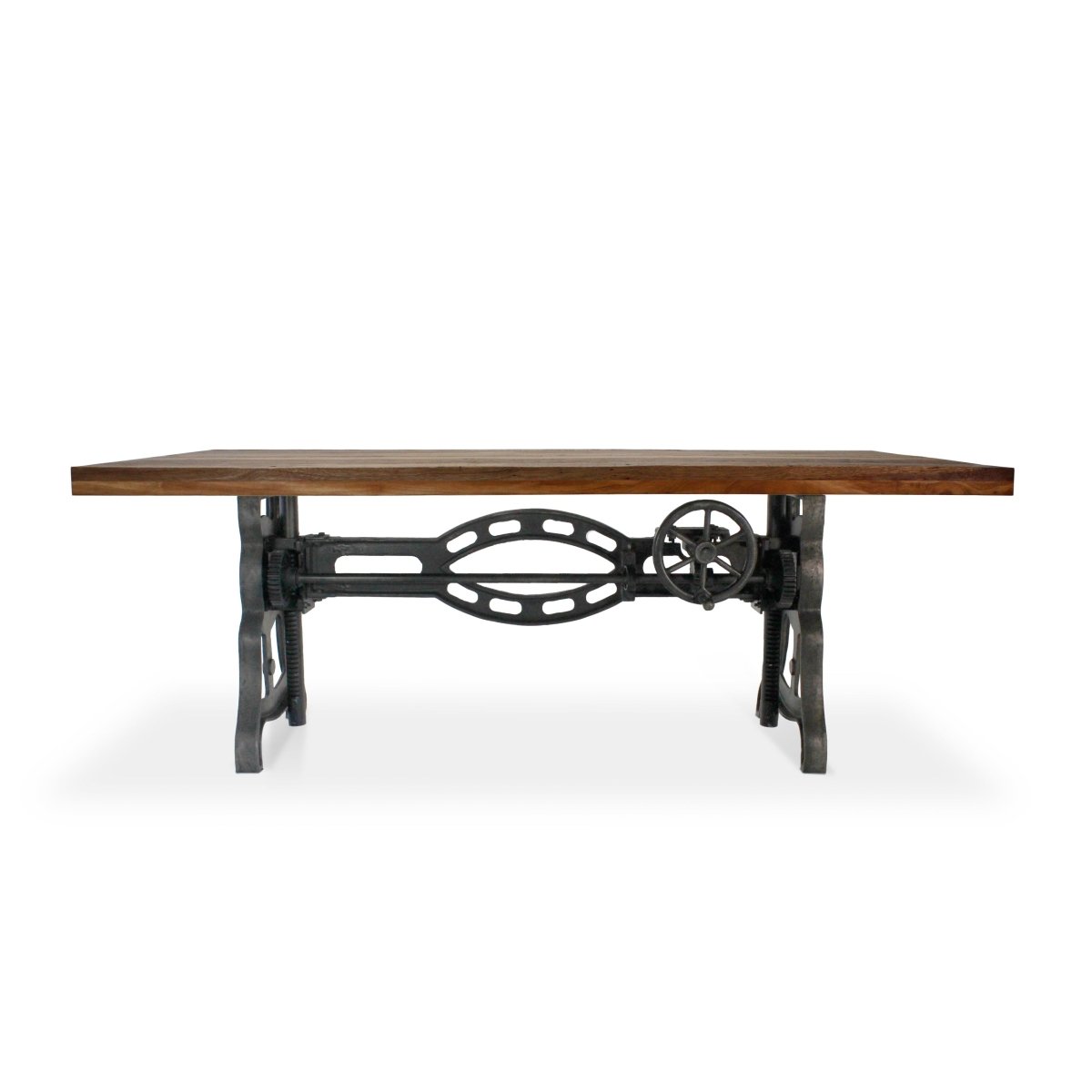 Shoemaker Dining Table - Adjustable Height Iron Base - Rustic Natural ...