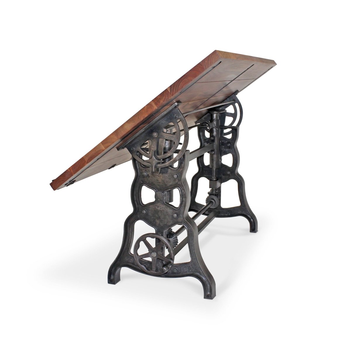 Shoemaker Drafting Table Desk - Adjustable Height Iron Base - Tilt Top ...