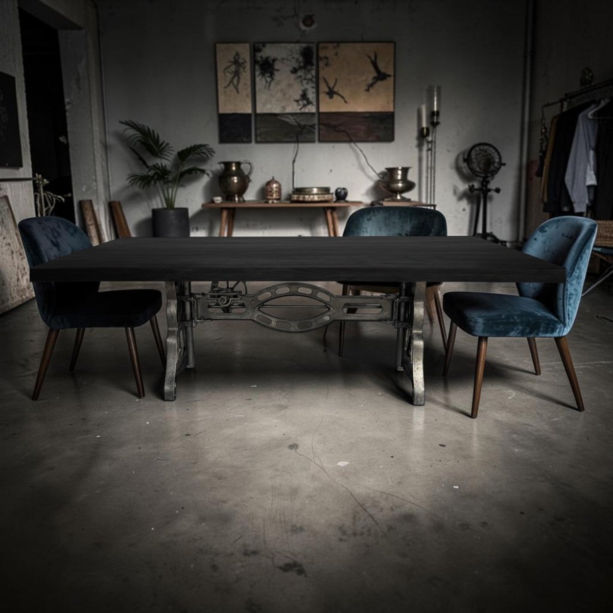 Shoemaker Smooth Ebony Adjustable Dining Table 8 ft - Knox Deco