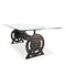 Steampunk Adjustable Dining Table - Iron Crank Base - Glass Tabletop - Knox Deco - Tables