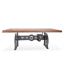 Steampunk Adjustable Dining Table - Iron Crank Base - Natural Finish - Knox Deco - Tables
