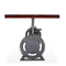 Steampunk Adjustable Dining Table - Iron Crank Base - Rustic Mahogany - Knox Deco - Tables
