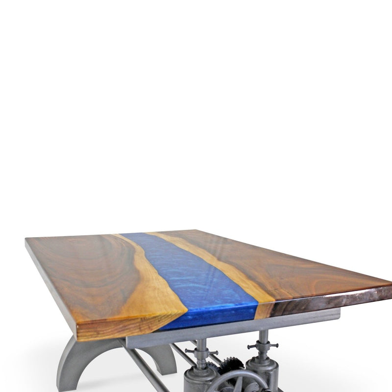 Walnut Burl Dining Tabletop - Deep Blue River Epoxy - 60 x 36 x 2" - Knox Deco - DIY