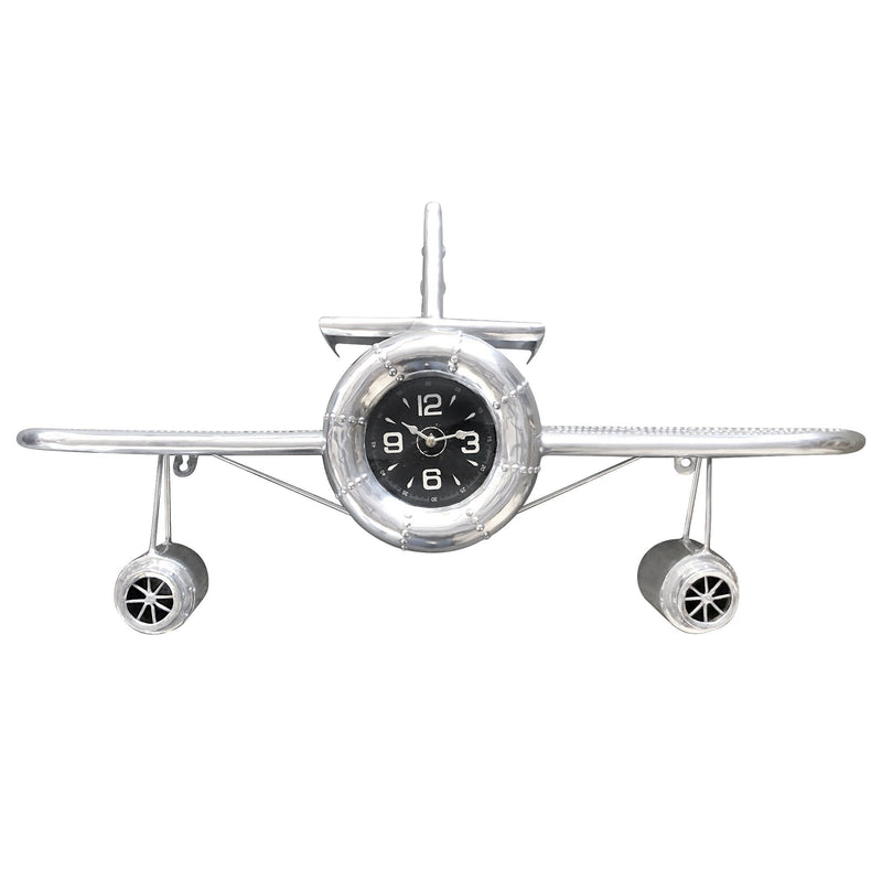 Airplane Wall Clock - Polished Aviation Aluminum - 36" Wingspan - Knox Deco - Clocks