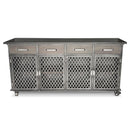 Industrial Bar Cart Console Mobile Storage Cabinet - Casters - Metal Frame - Knox Deco - Storage