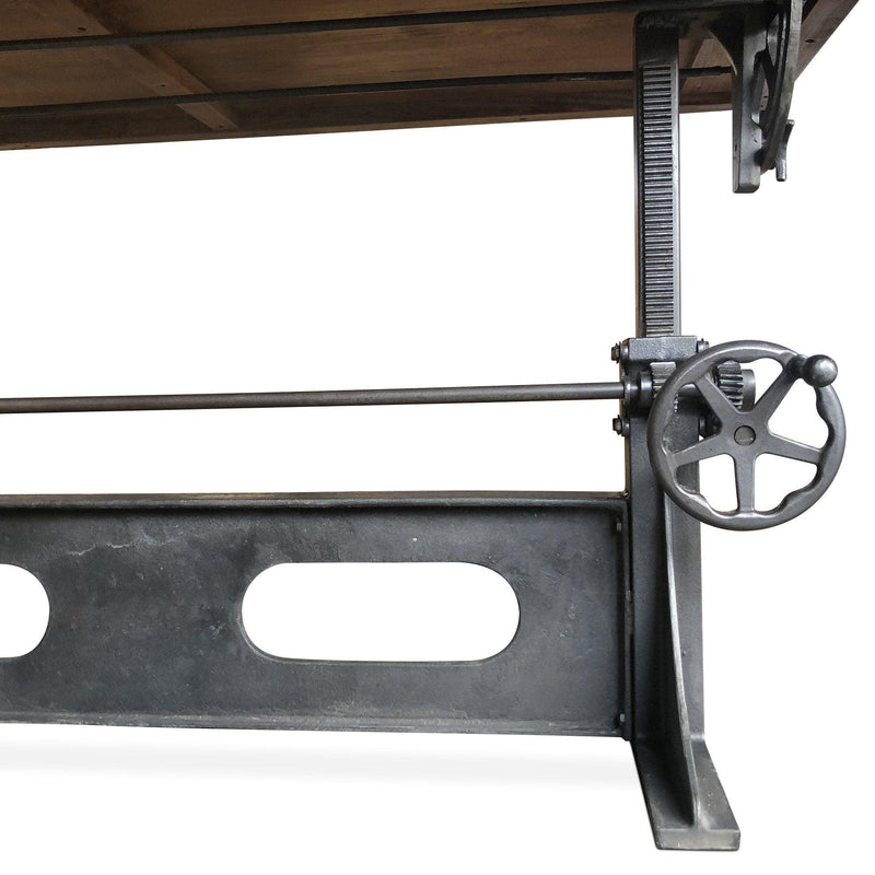 Industrial Adjustable Crank Drafting Desk - Tilt Top - Cast Iron Base 70" - Knox Deco - Desks