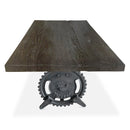 Steampunk Adjustable Dining Table - Iron Crank Base - Rustic Ebony - Knox Deco - Tables