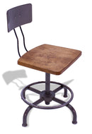 Vintage Industrial American Ajustrite Stool - Wood Seat - Steel Metal Frame - Knox Deco - Seating