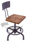 Vintage Industrial American Ajustrite Stool - Wood Seat - Steel Metal Frame - Knox Deco - Seating