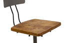 Vintage Industrial American Ajustrite Stool - Wood Seat - Steel Metal Frame - Knox Deco - Seating