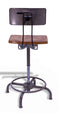 Vintage Industrial American Ajustrite Stool - Wood Seat - Steel Metal Frame - Knox Deco - Seating