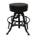 Adjustable Bar Stool - Steel Base - Leather Seat - Vintage Industrial - Knox Deco - Seating