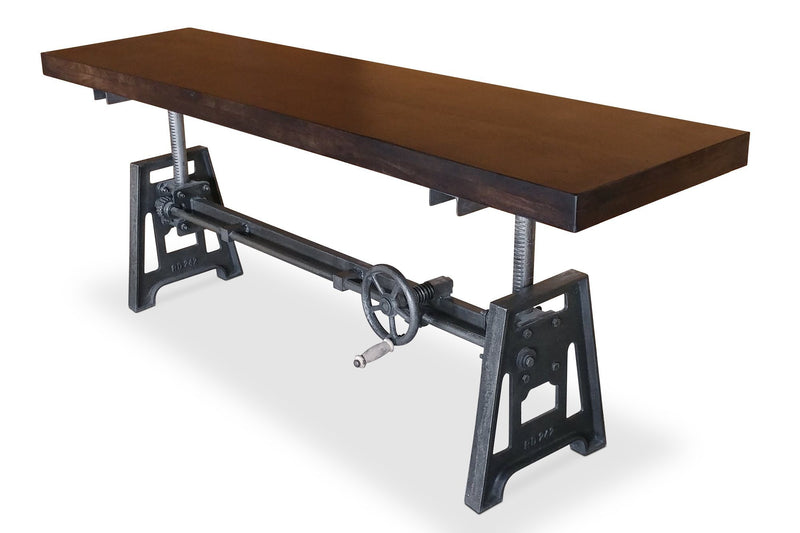 Industrial Dining Bench Seat - Cast Iron Base - Adjustable Height – Ebony Top - Knox Deco - Seating