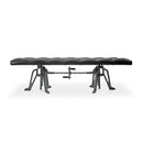 Adjustable Industrial Dining Bench - Cast Iron - Black Tufted Leather - 70" - Knox Deco - Seating