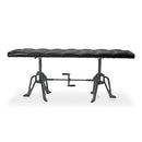 Adjustable Industrial Dining Bench - Cast Iron - Black Tufted Leather - 70" - Knox Deco - Seating