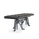 Adjustable Industrial Dining Bench - Cast Iron - Black Tufted Leather - 70" - Knox Deco - Seating