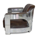 Aviator Chair and Ottoman - Genuine Leather - Polished Aluminum Armchair - Knox Deco - Seating