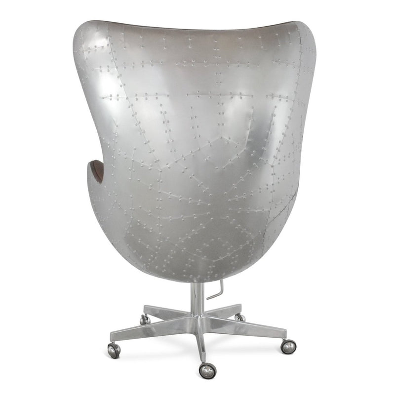 Aviator Egg Office Chair - Jacobsen - Aluminum - Leather - Swivel - Casters - Knox Deco - Seating