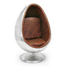 Aviator Egg Pod Easy Chair - Genuine Leather - Polished Aluminum Ovalia - Knox Deco - Seating