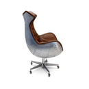 Aviator Egg Variant Office Chair - Headrest - Casters - Brown Leather - MCM - Knox Deco - Seating