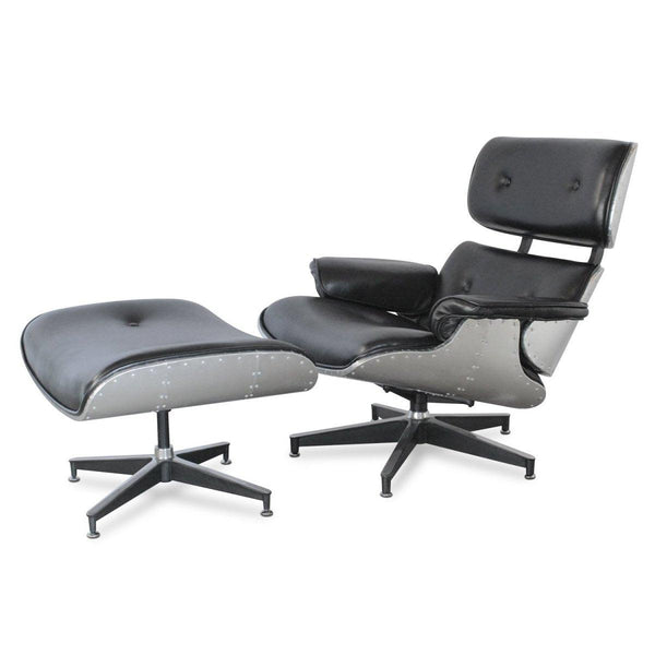 Aviator Egg Pod Easy Chair - Genuine Leather - Polished Aluminum Ovalia –  Knox Deco