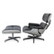 Aviator Mid-Century Modern Lounge Chair and Ottoman - Black Leather - Knox Deco - Seating