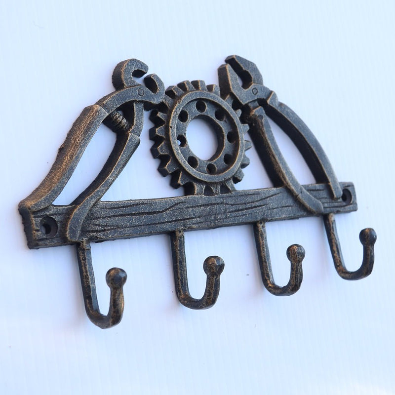 Steampunk Cogs Wall Hanger Wrench Hooks - Metal - Cast Iron Hat