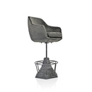 Casemate Industrial Dining Armchair - Adjustable Height - Gray Velvet - Pair - Knox Deco - Chair