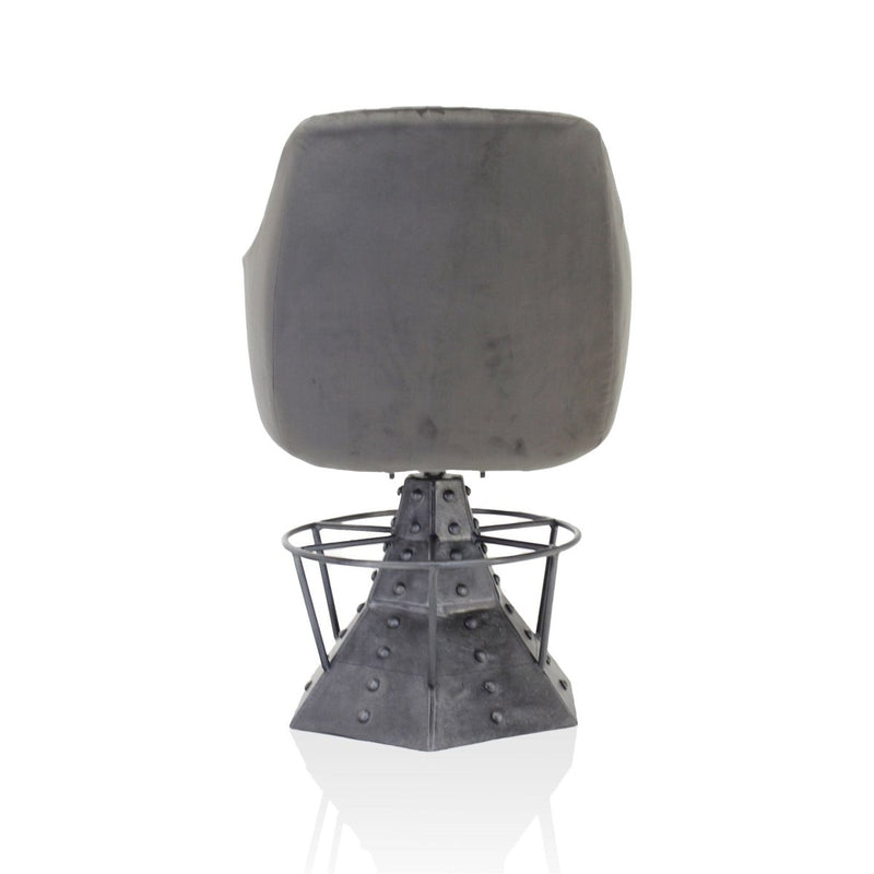 Casemate Industrial Dining Armchair - Adjustable Height - Gray Velvet - Pair - Knox Deco - Chair