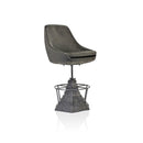 Casemate Industrial Dining Chair - Adjustable Height - Gray Velvet - Pair - Knox Deco - Chair