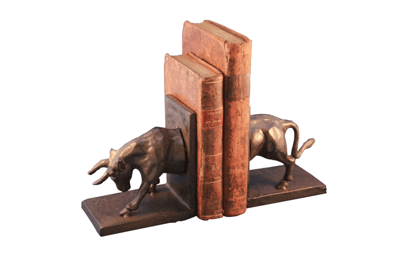 Cast Iron Charging Bull Bookends - Metal - Pair - Knox Deco - Bookends