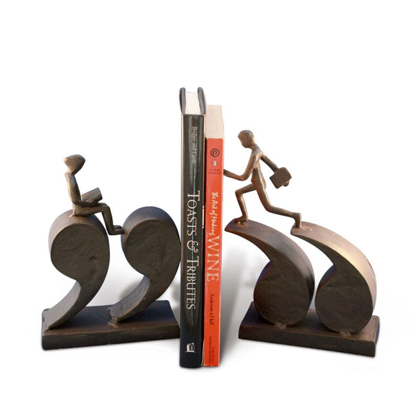 Cast Iron Quotation Runner Bookends - Metal - Book Reading - Library - Knox Deco - Bookends