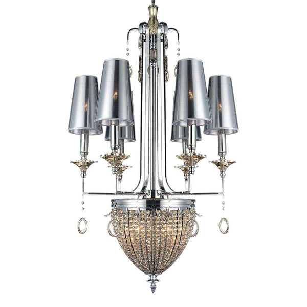 Modern Polished Chrome Crystal Chandelier - Handcrafted - Unique 46" - Knox Deco - Lighting
