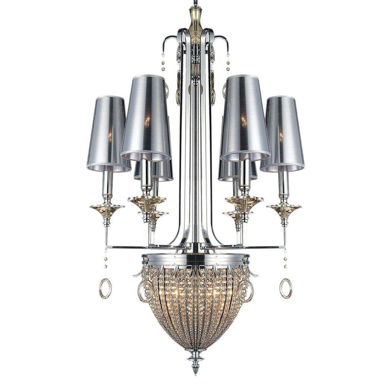 Modern Polished Chrome Crystal Chandelier - Handcrafted - Unique 46" - Knox Deco - Lighting