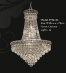 French Empire Crystal Chandelier - Polished Chrome - European - 46" x 27" - Knox Deco - Lighting