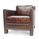 Club Armchair Distressed Genuine Leather Accent Chair - Rustic Brown - Knox Deco - Seating