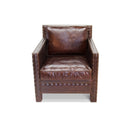 Club Armchair Distressed Genuine Leather Accent Chair - Rustic Brown - Knox Deco - Seating