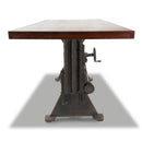 Craftsman Industrial Dining Table - Adjustable Height Iron Base - Mahogany Top - Knox Deco - Tables