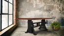 Craftsman Industrial Dining Table - Adjustable Height Iron Base - Provincial Top - Knox Deco - Tables