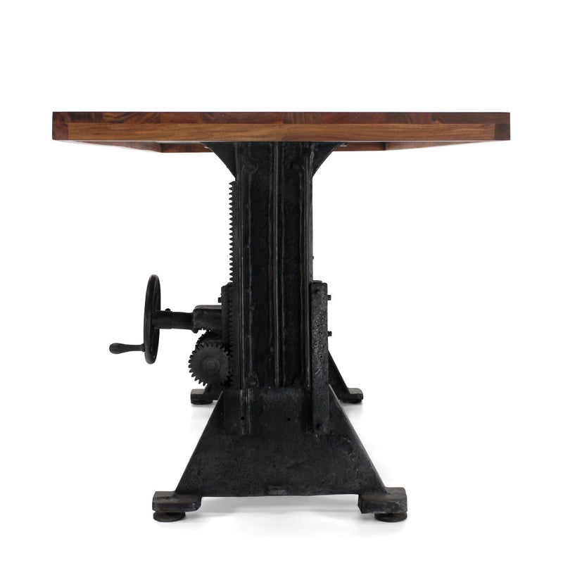 Craftsman Industrial Dining Table - Adjustable Height Iron Base - Provincial Top - Knox Deco - Tables