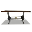 Craftsman Industrial Dining Table - Adjustable Height Iron Base - Walnut Finish - Knox Deco - Tables