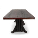 Craftsman Industrial Dining Table - Adjustable Iron Base - Rustic Mahogany - Knox Deco - Tables