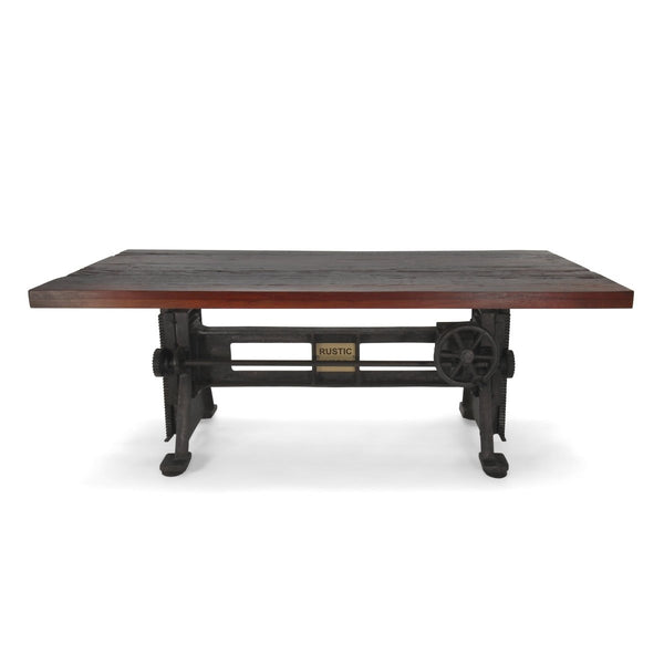 Craftsman Industrial Dining Table - Adjustable Iron Base - Rustic Mahogany - Knox Deco - Tables