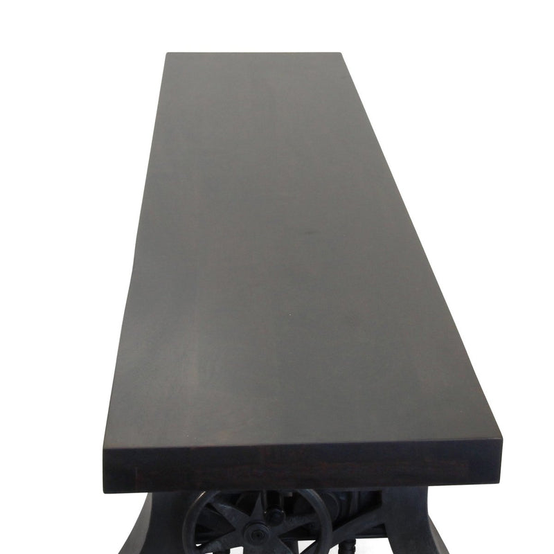 Crescent Industrial Dining Bench - Adjustable Iron Base - Ebony Seat - Knox Deco - Seating