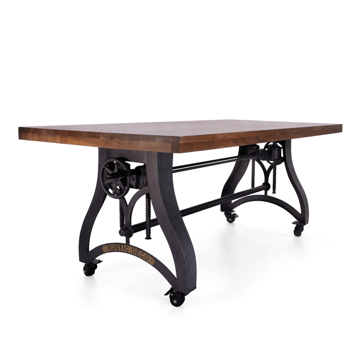 Crescent Industrial Dining Table - Adjustable Height - Casters ...