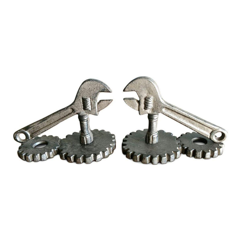 Crescent Wrench Sprocket Bookends - Cast Iron - Gears Cogs Tool - Knox Deco - Bookends