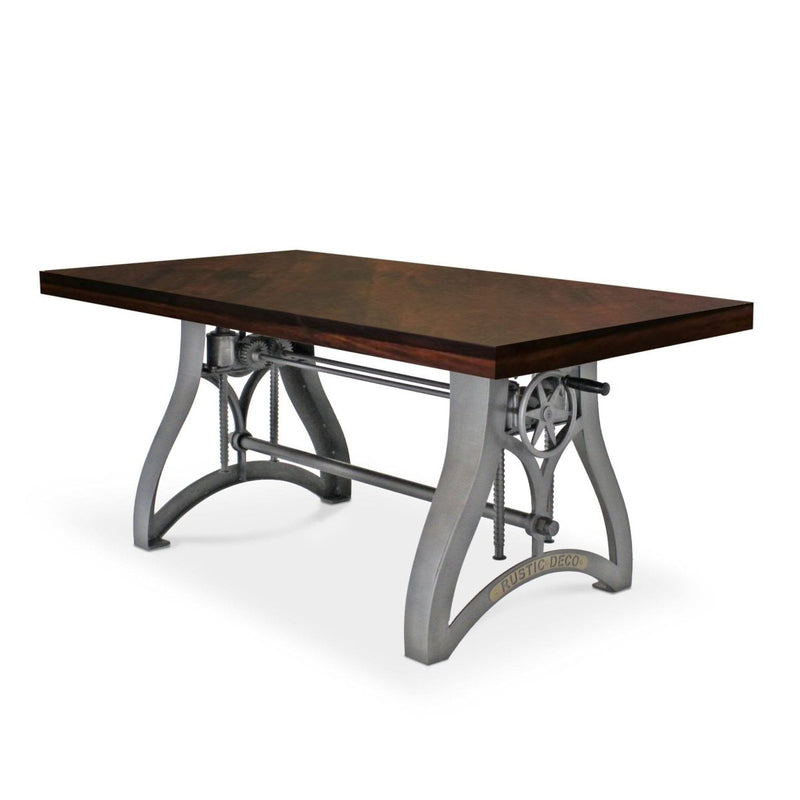Crescent Writing Table Desk - Adjustable Height Base - Dark Walnut Top - Knox Deco - Desks